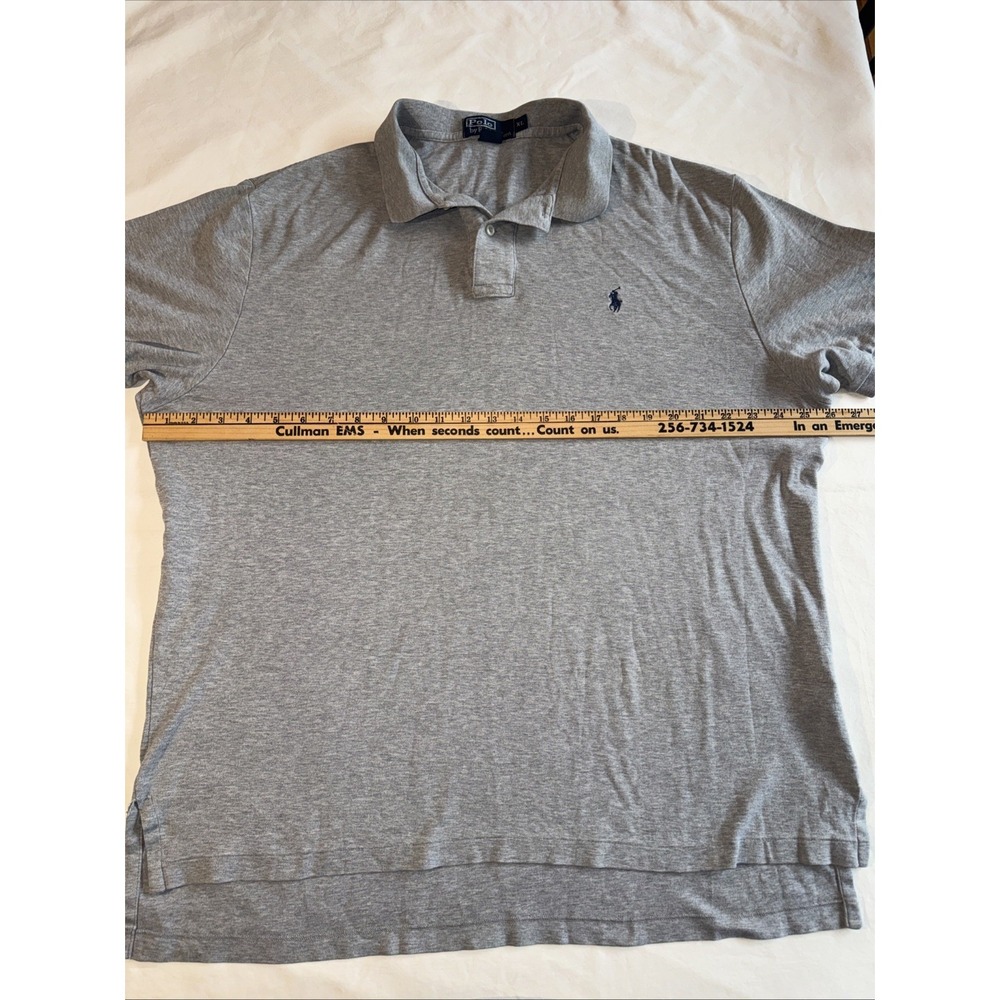 Polo Ralph Lauren Mens‎ XL Classic Fit Gray Polo Shirt Navy Pony Logo - Picture 4 of 7